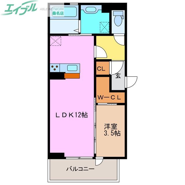 ボヌール江場(1LDK/3階)の間取り写真