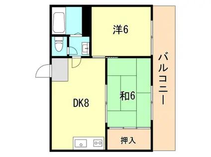 ダイバーシティ神戸長田A棟(2DK/4階)の間取り写真