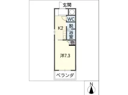 スカイコート大和(1K/1階)の間取り写真