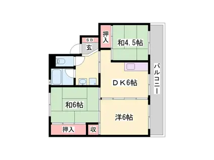 ビレッジハウスつるみ(3DK/2階)の間取り写真