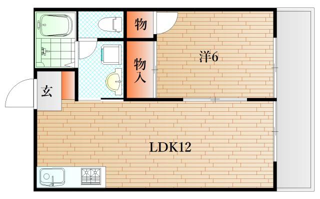 ハイツフローラル(1LDK/1階)の間取り写真
