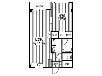 ヴァンドーム五反田(1LDK/4階)の間取り写真
