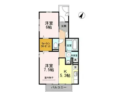 グレースコート主税II(2DK/2階)の間取り写真