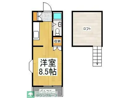 シティハイムヤマト(ワンルーム/2階)の間取り写真