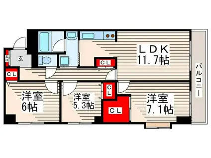 アルトジャルダン(3LDK/7階)の間取り写真