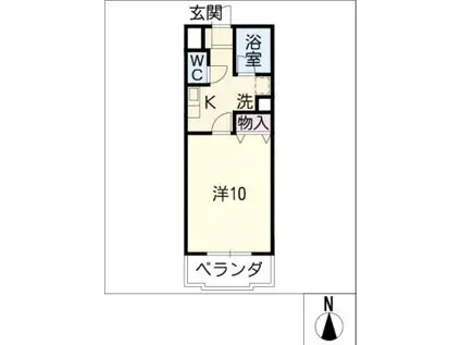 ハートヒルズ舳越(1K/2階)の間取り写真