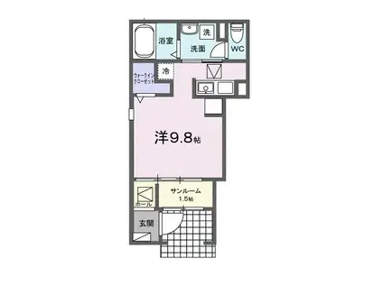 ヒカルサ豊橋佐藤I(ワンルーム/1階)の間取り写真