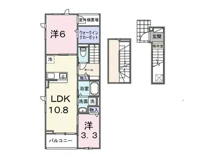 グラン・シャトー武蔵嵐山B(2LDK/3階)の間取り写真