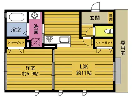 サンハイム小中島I・II(1LDK/1階)の間取り写真