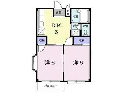 ウィスティアハイツ(2DK/2階)の間取り写真