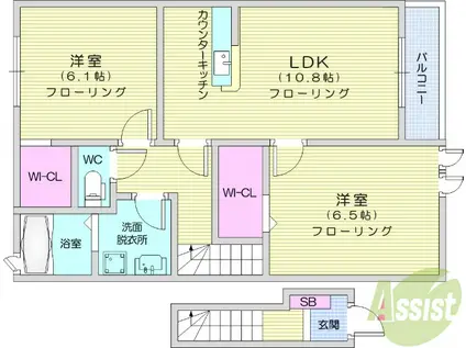 リバーサイド無限∞3(2LDK/2階)の間取り写真