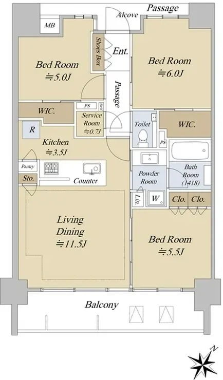 シティハウス大塚ステーションコート 5階階 間取り