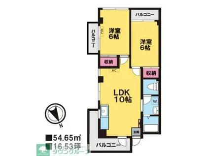 キャッスル市川(2LDK/2階)の間取り写真