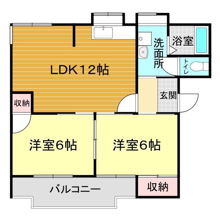ビレッジ宝町B(2LDK/3階)の間取り写真