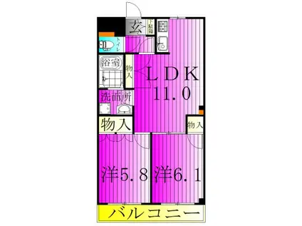 セントラルハイツII(2LDK/1階)の間取り写真