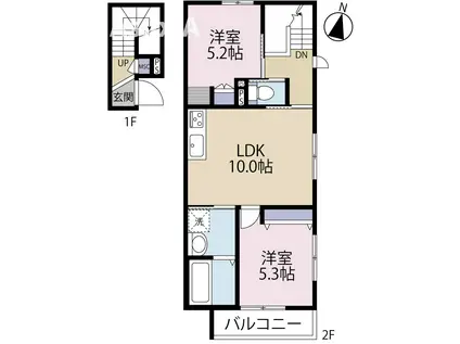 LACAMPANELLA(2LDK/1階)の間取り写真