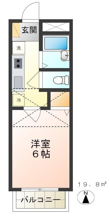 サンパレス英(1K/2階)の間取り写真