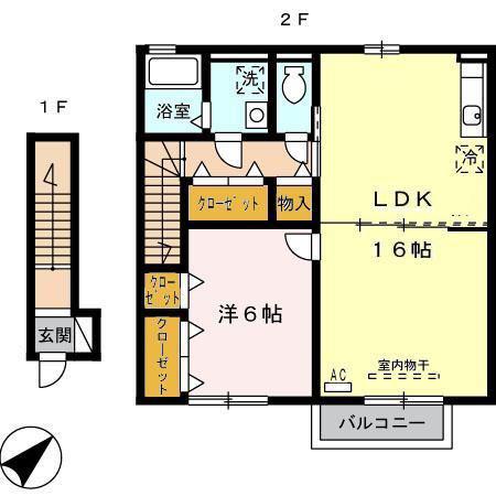プランドールM(1LDK/2階)の間取り写真
