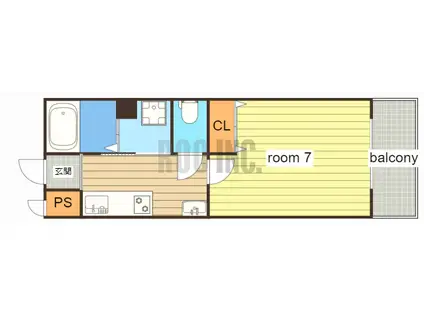 ラフェスタ妻鹿(1K/1階)の間取り写真