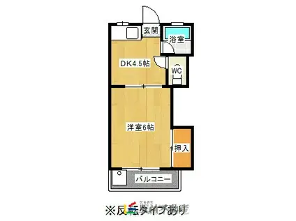 西陵ハイツ(1DK/2階)の間取り写真