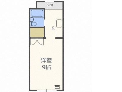ウエスト28(1K/3階)の間取り写真