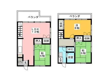 ハイツ青島(3LDK/1階)の間取り写真