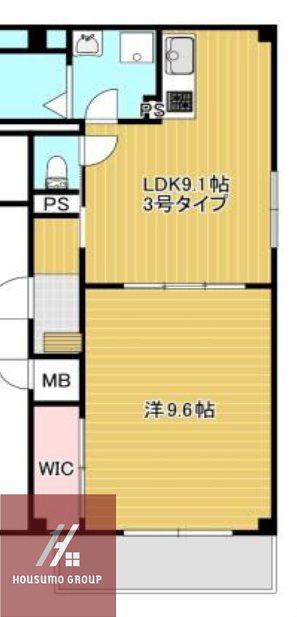 京橋オリエンタルキューブ(1LDK/2階)の間取り写真