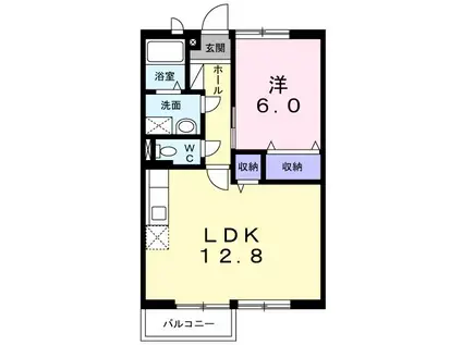 WING A(1LDK/2階)の間取り写真