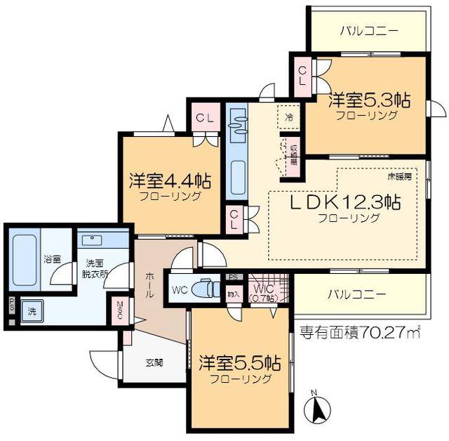 プランドール南流山(3LDK/3階)の間取り写真