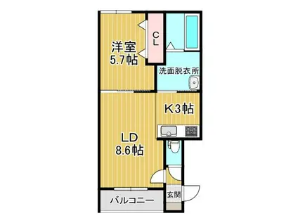 CLALAI(1LDK/1階)の間取り写真