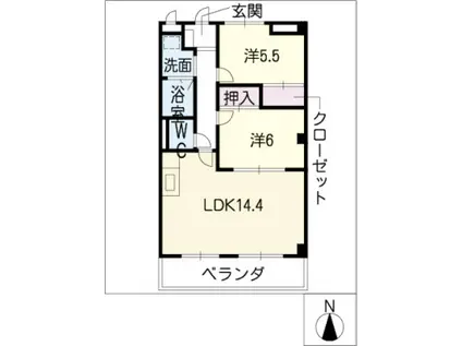 セントラルハイツ舟岡(2LDK/1階)の間取り写真