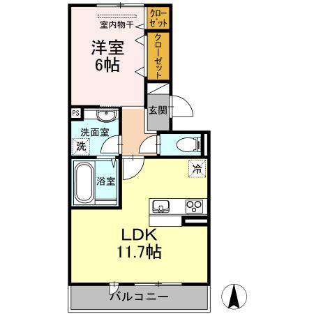 プランデュール KEI(1LDK/1階)の間取り写真