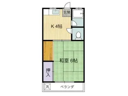 コーポ中和泉(1K/1階)の間取り写真