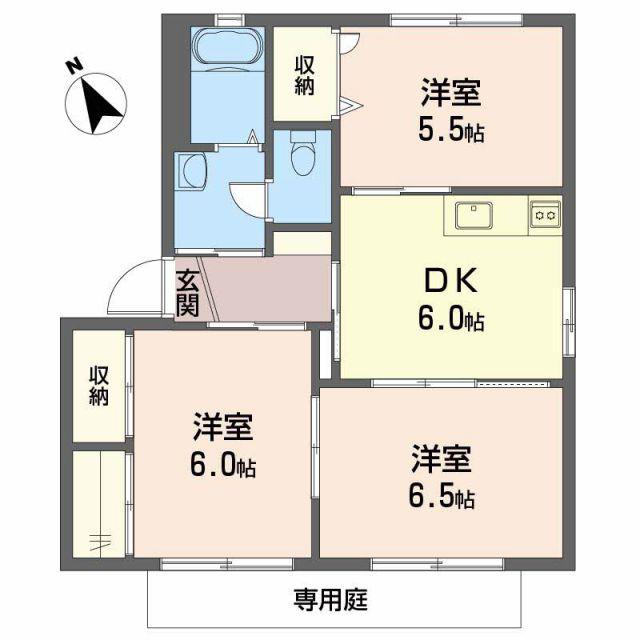 バリュージュ新居A棟(3DK/1階)の間取り写真
