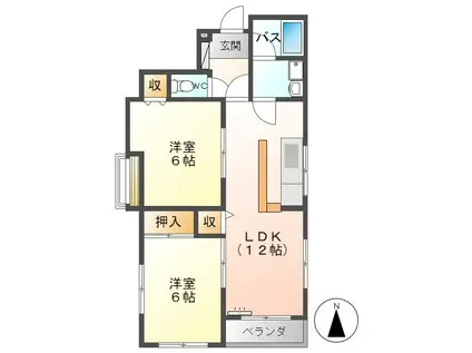 材木町スクエア(2LDK/2階)の間取り写真