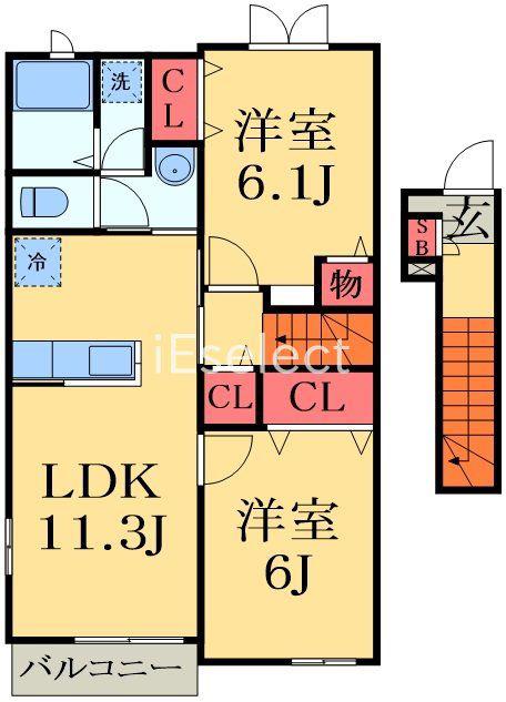 アニメート・S II(2LDK/2階)の間取り写真