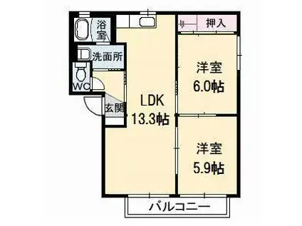 サンパティーク ロジュマン II(2LDK/2階)の間取り写真