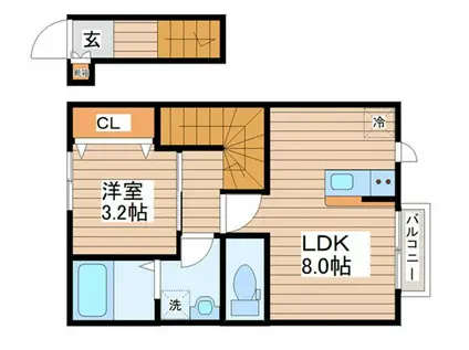 デュマンII(1LDK/2階)の間取り写真