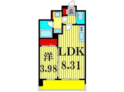 プレジオ亀有(1LDK/11階)の間取り写真