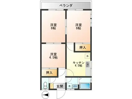 第2カーサ秋川(3K/2階)の間取り写真