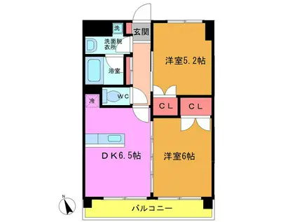 エルマーナ(2DK/2階)の間取り写真