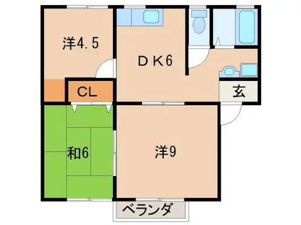 ジェネシスハイツ ハンズ七番館(3DK/2階)の間取り写真