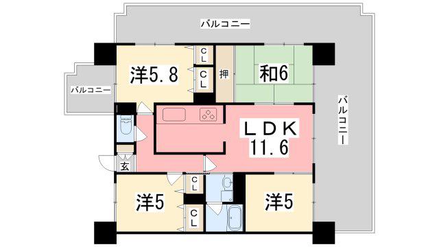 リベール姫路駅前II(4LDK/2階)の間取り写真