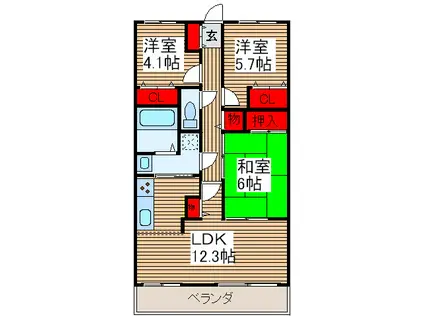 マ・メゾン寿(3LDK/5階)の間取り写真
