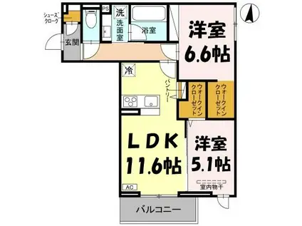 FORTUNA DUO(2LDK/2階)の間取り写真