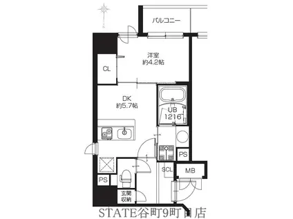 GAUDI(1DK/9階)の間取り写真