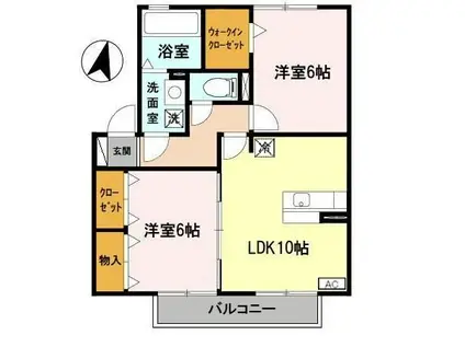 コートダジュール嶋(2LDK/2階)の間取り写真