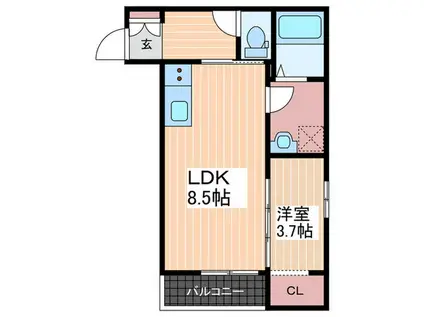 サニーコート参番館(1LDK/2階)の間取り写真