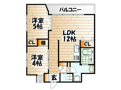 THE GRANDE HILLS(2LDK/11階)の間取り写真