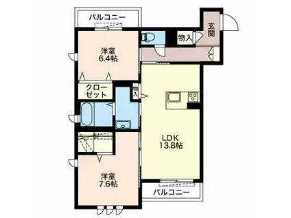 LA MAISON CLAIRE 丸山(2LDK/2階)の間取り写真